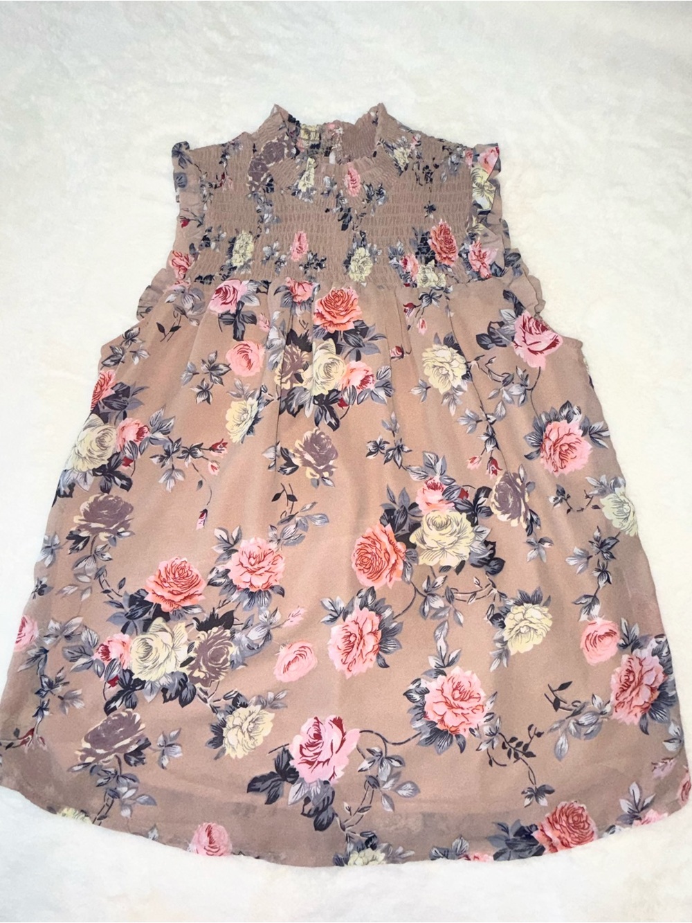 Fun & Flirt Floral Smocked‎ Blouse Women’s Small Ruffle Sleeve Boho Top